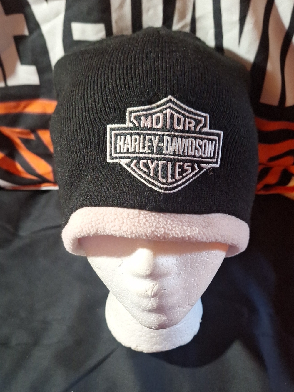 Harley-Davidson Black Beanie with Light Pink Cuff